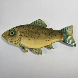Vintage Boston Warehouse Trading Fish Shaped Ceramic Spoon Rest Plate Dish 1990s